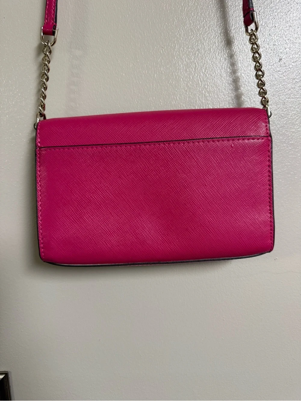 kate spade Hot Pink Saffiano Crossbody with Gold Chain